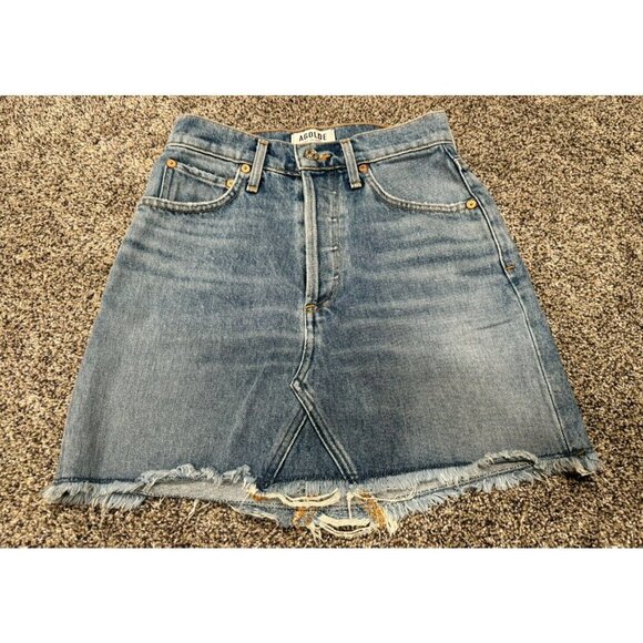 AGOLDE Quinn High Rise Mini Skirt Denim Size 23 EUC - Picture 2 of 6